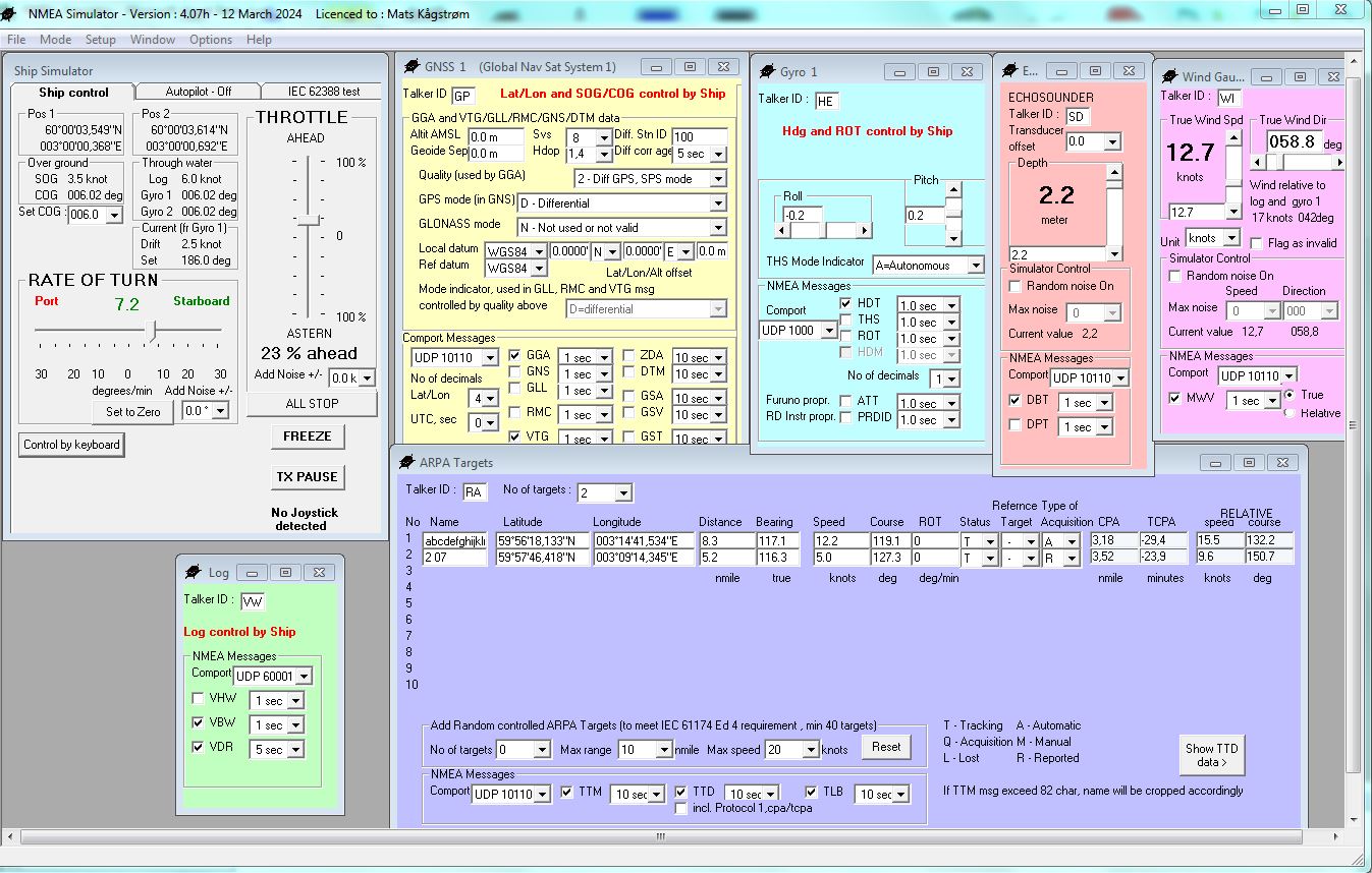 NMEA Simulator - Ship mode